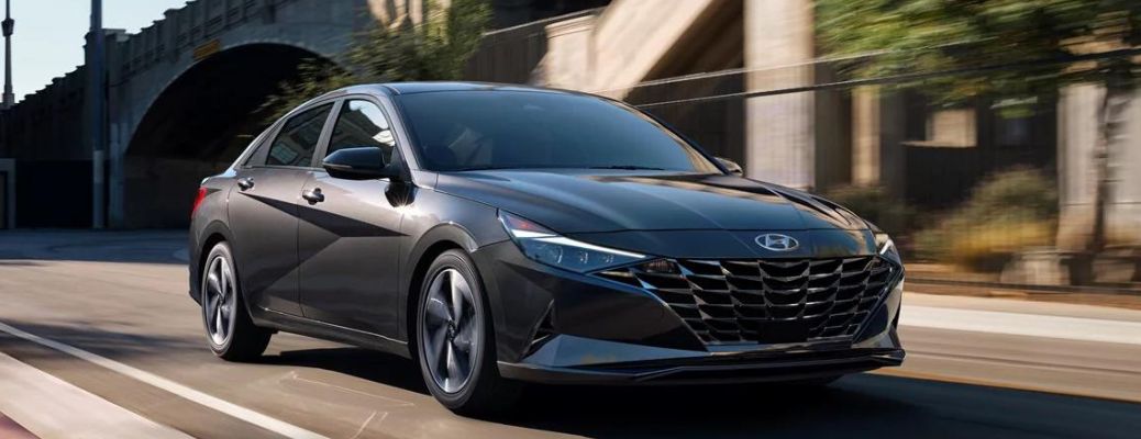 An image a 2023 Hyundai Elantra on the road