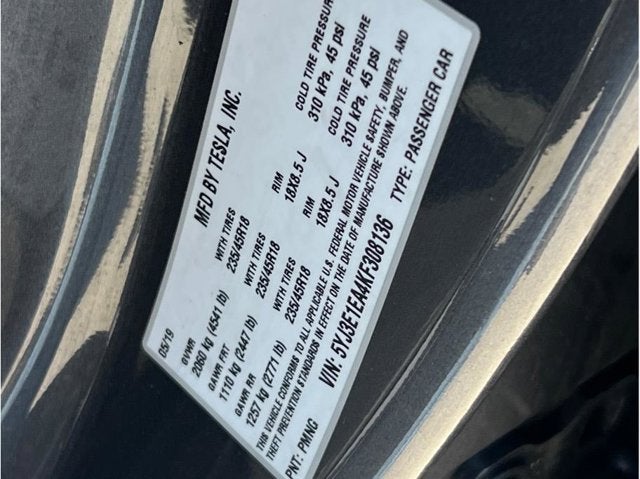2019 Tesla Model 3 Standard Range Sedan 4D