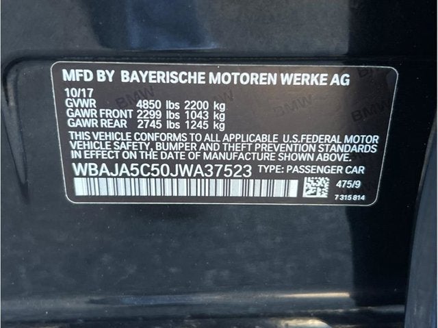 2018 BMW 5 Series 530i Sedan 4D